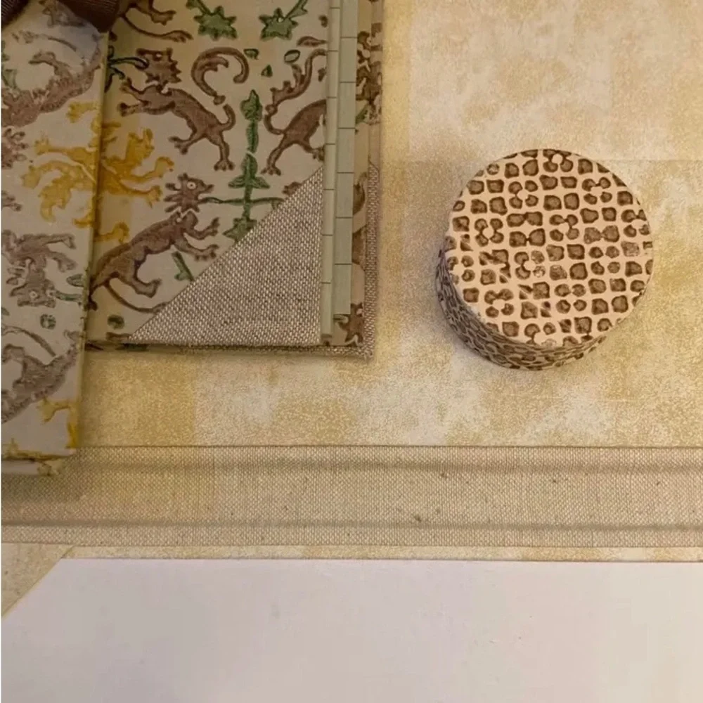 Handmade Italian bookbinders paper, medieval gold/brown pattern office organizer